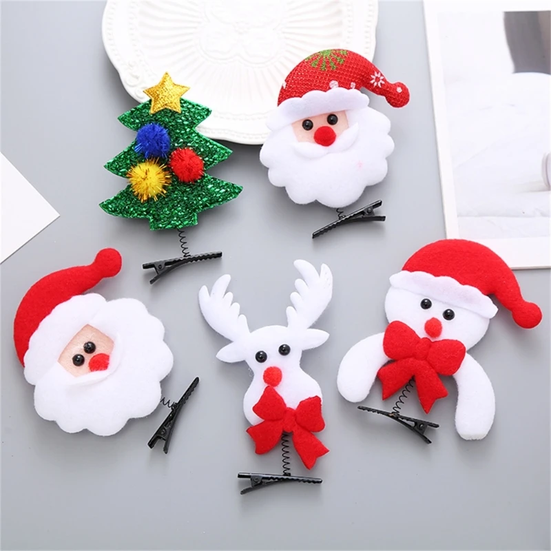 31BB Sequins Hair Clip Cartoon Christmas Duckbill Hairpin Hair Clip for Ponytail Bangs Hairpins for Teens Children