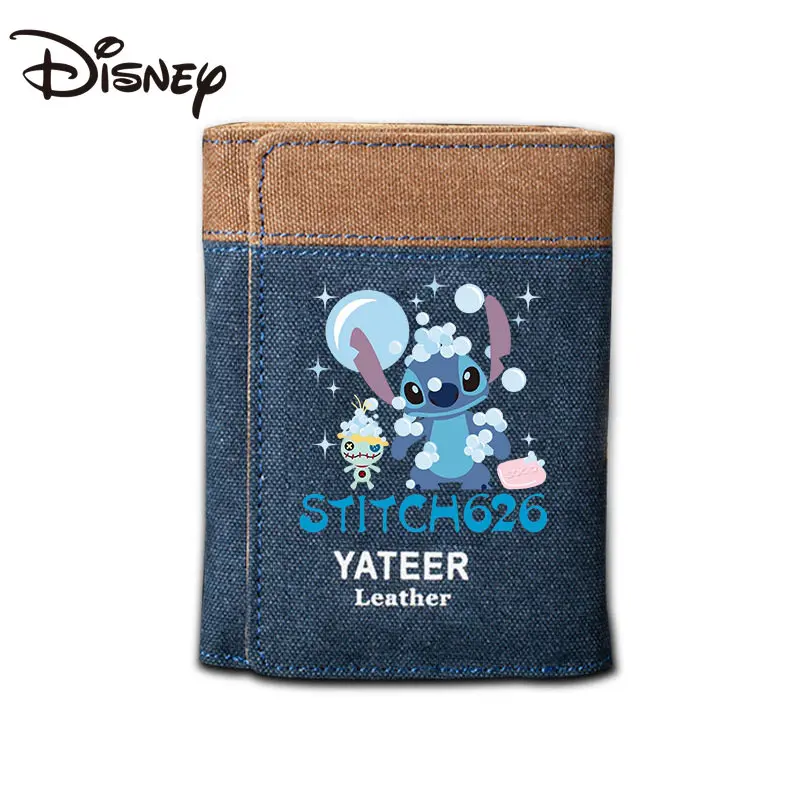 MINISO Disney Lilo and Stitch Stitch Canvas Wallet Cute Cartoon Teen Student Coin Purse Male and Female Long and Short