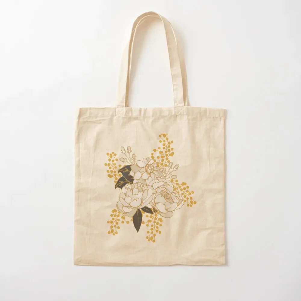 

White + Gold Florals Tote Bag custom bags hand bags Tote Bag