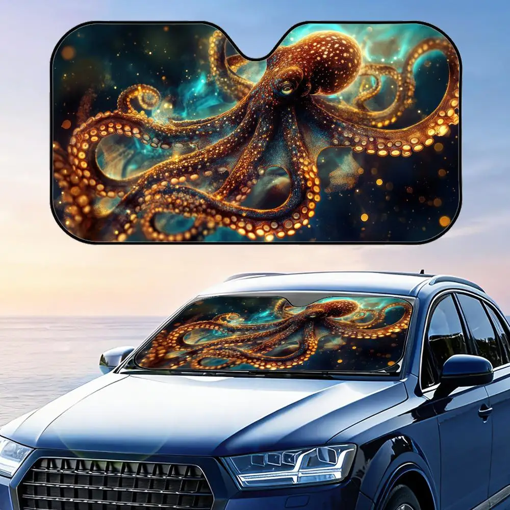 

Солнцезащитный козырек Ocean Octopus, многоразовый, из алюминиевой фольги, для автомобиля, защита от УФ-излучения, теплоизоляция, накидка на лобовое стекло
