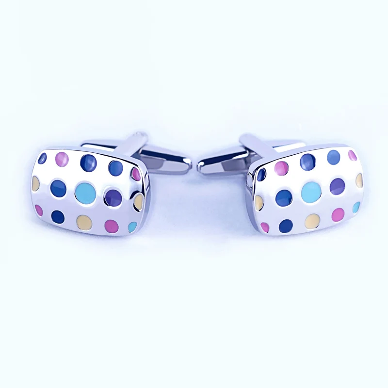 colorful dot enamel cufflinks for novelty design cuff link men accessories in silver color OnlyArt