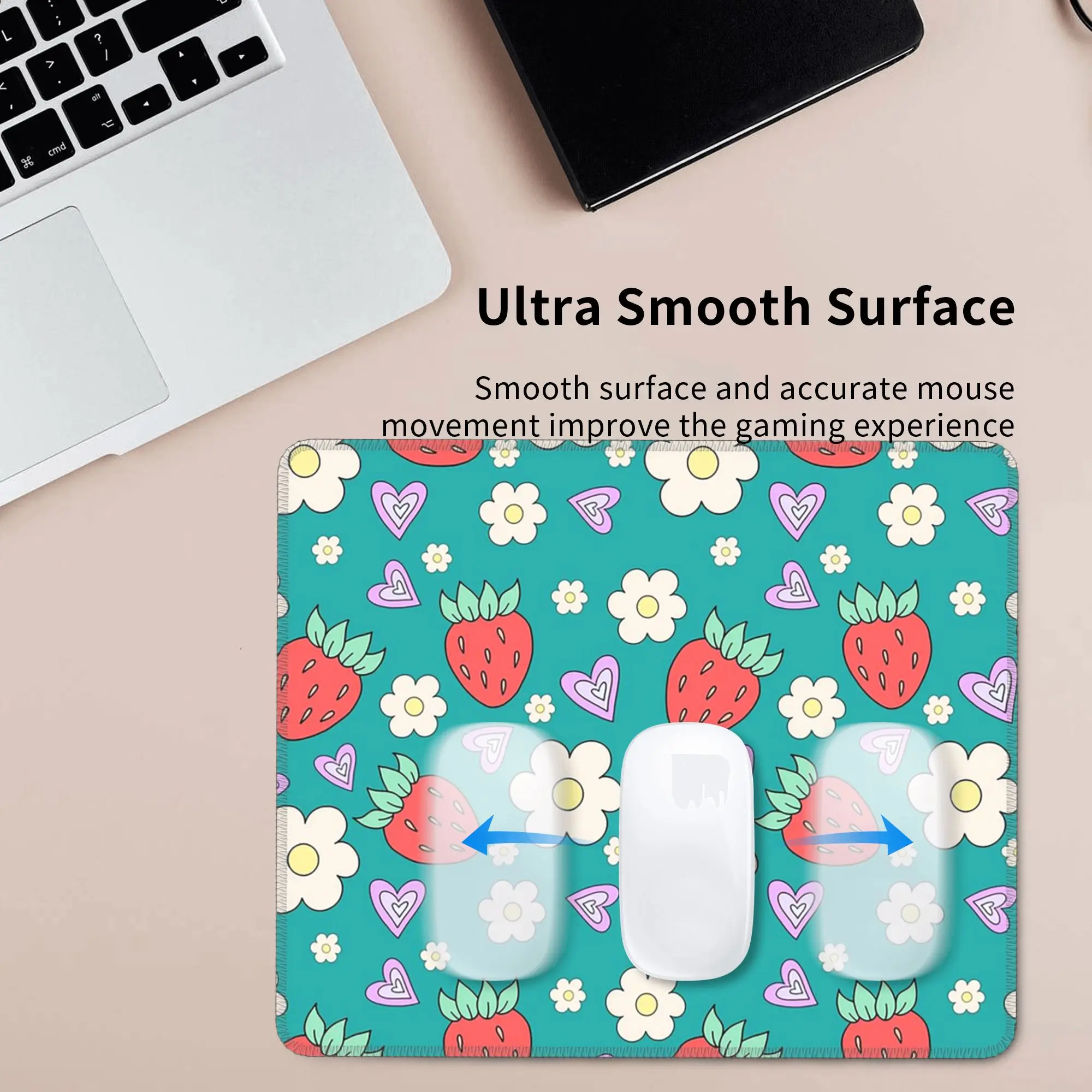 Strawberry And Daisy Cartoon Mouse Pad Computer Keyboard Mouse Mat Gamer PC Laptop Desk Mat Office Accessories Table Mats
