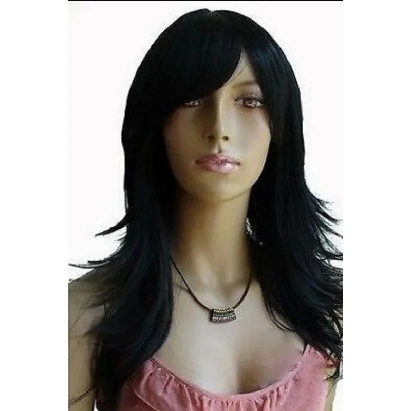 WIG Long Bla Flip Curly Cosplay Party Hair Wig WS01