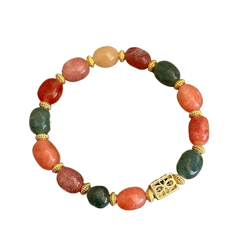 

New Chinese color beaded tourmaline bracelet women's light luxury niche exquisite bracelet 2025 new popular accessories