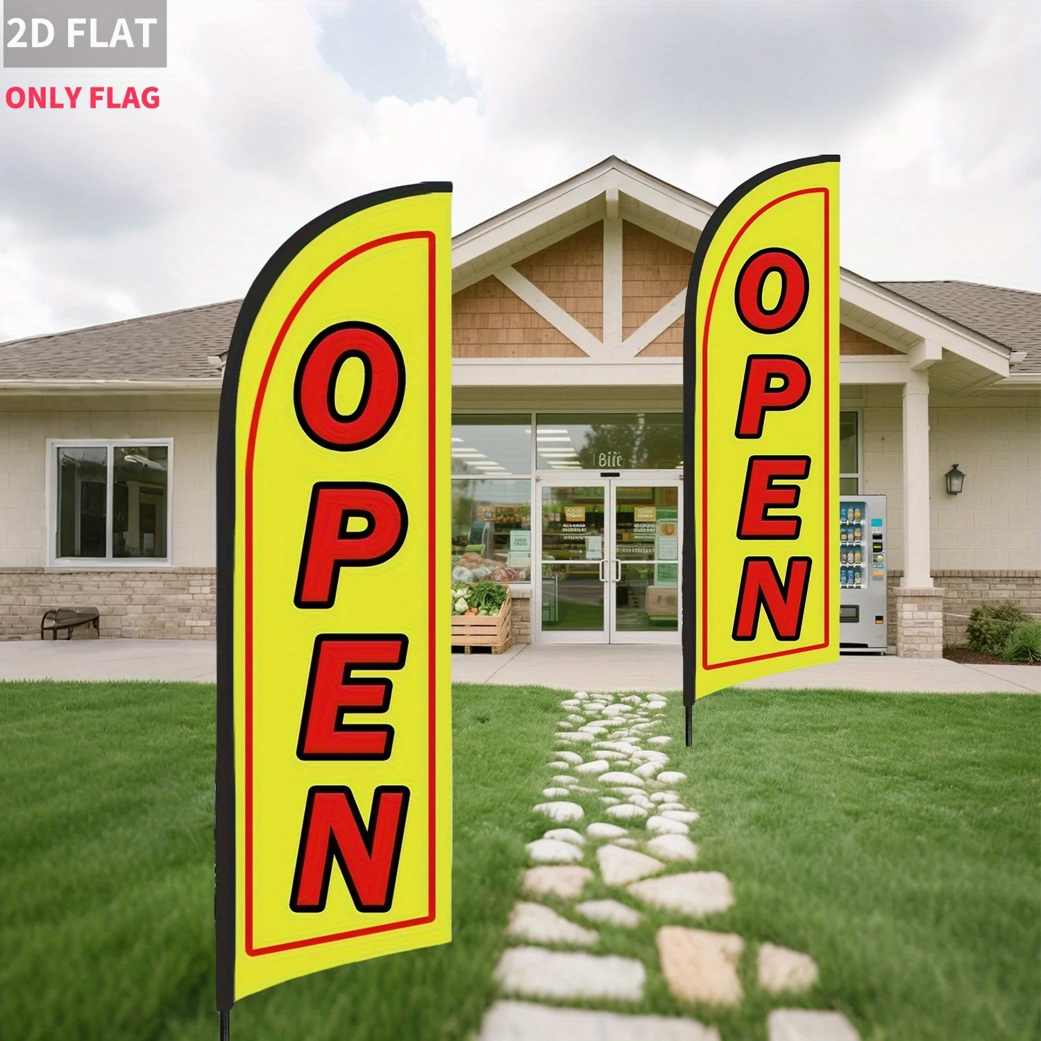 

1pc 2D FLAT Yellow Open Feather Outdoor Flag(ONLY FLAG), Advertising Banner for Business Entryway, Single Sided Polyester Flag