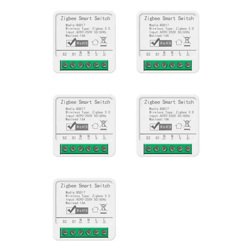 

AS60-5X Tuya Tuya 16A Умный переключатель Zigbee Кассетный переключатель Приложение для мобильного телефона Дистанционное голосовое время Alexa
