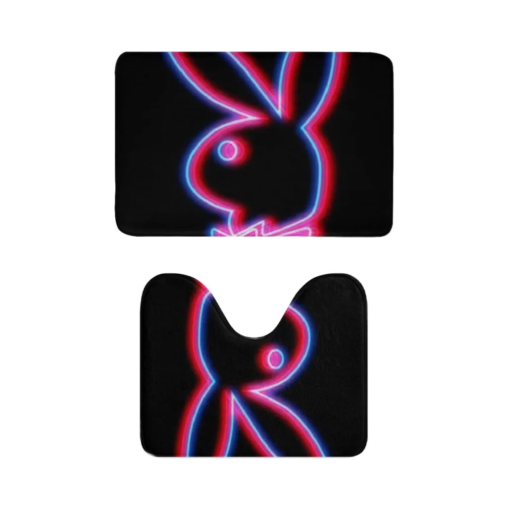 Pink neon sign  Bathroom Rugs Set 2 Piece U-Shaped Toilet Rug Soft Non-Slip Thick Bath Mat and Contour Toilet Rug