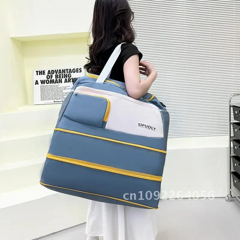 

Large Double Expansion Women Travel Bag Tote Color Contrast Girl Crossbody Weekend Bags Oxford Bags Waterproof Outdoor Bags