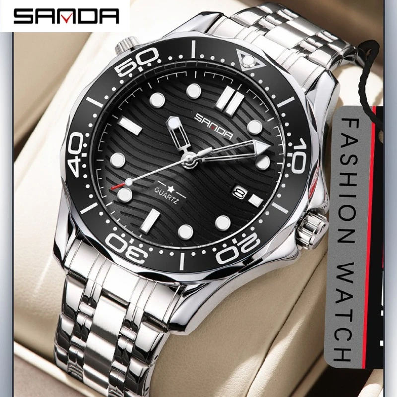 

SANDA 1145 Luxury Quartz Steel Strip Watches for Men Multi Functional Waterproof Calendar Luminous Leisure Watches Reloj Hombre