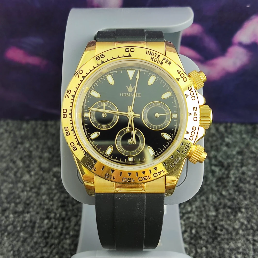 

Japanese Chronograph VK63 Quartz Movement 39MM Dial Stainless Steel 904L Case Super Luminous Panda Dial S Dial