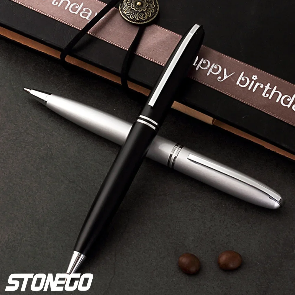 STONEGO Retractable Twist Metal Ballpoint Pens, Rollerball Pen Medium Point (1.0mm) Smooth Writing Twist Ball Pens Black Ink