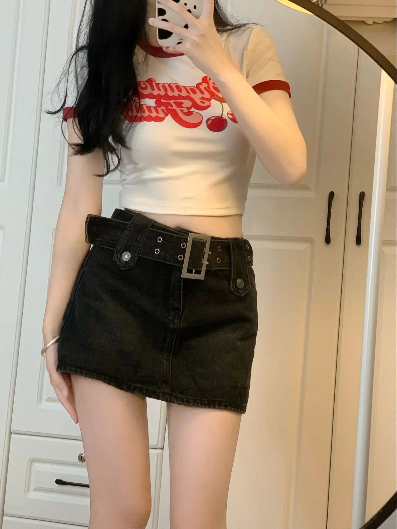 

Юбка А-силуэта с высокой талией для женщин больших размеров, джинсовая, в стиле ретро, летняя, повседневная, однотонная