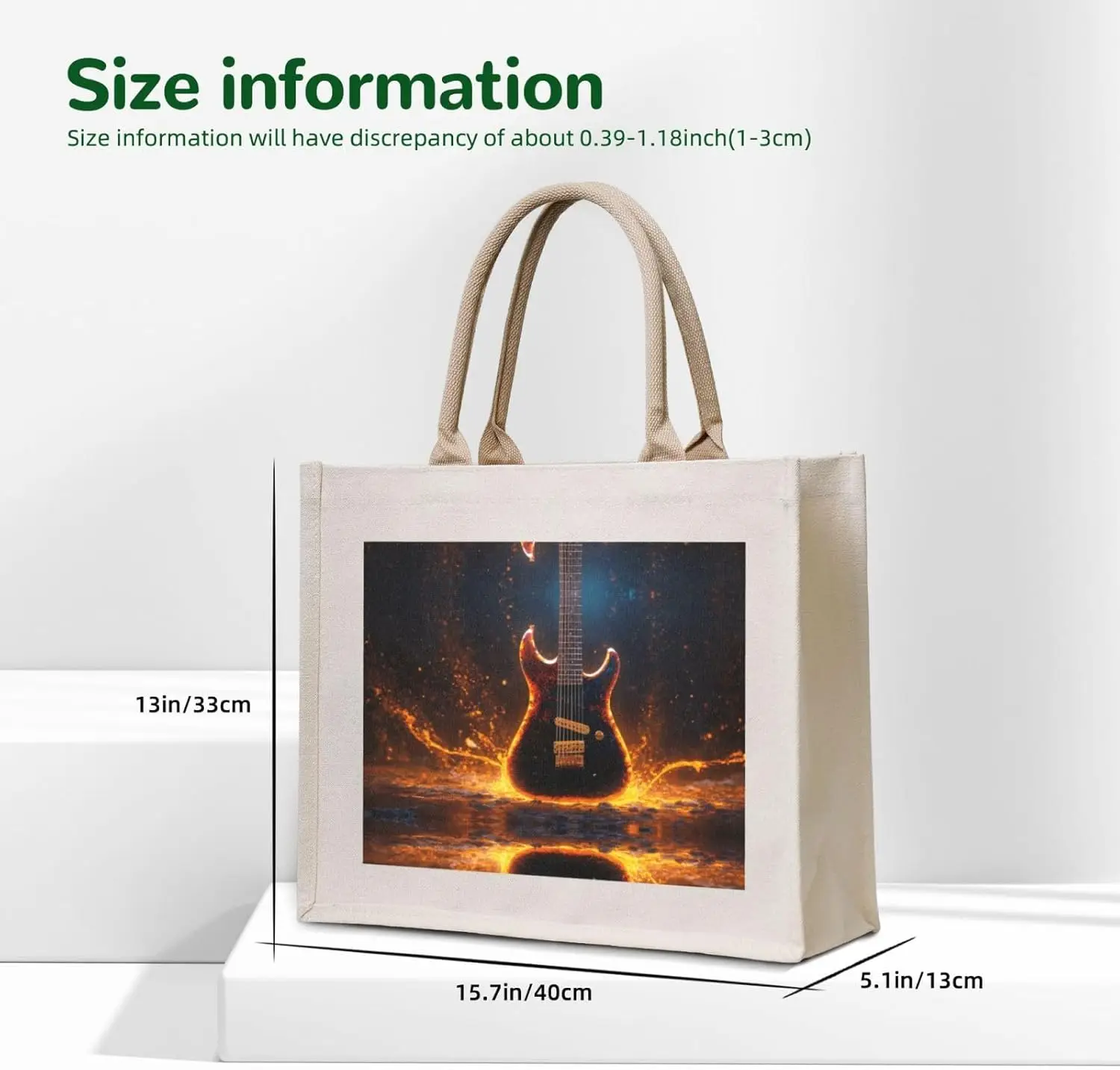 Electric Guitar Canvas Carrying Tote Bag,Personalized Present Bag, Womens Tote Bag For Yoga, Work,