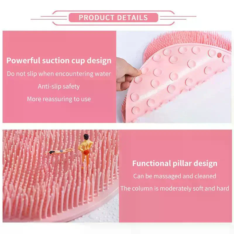 Shower Foot Scrubber Mat Back Washer Exfoliating Bath Wash Pad Wall Mounted Slip Suction Cups For Use In Cleaner Men And Women