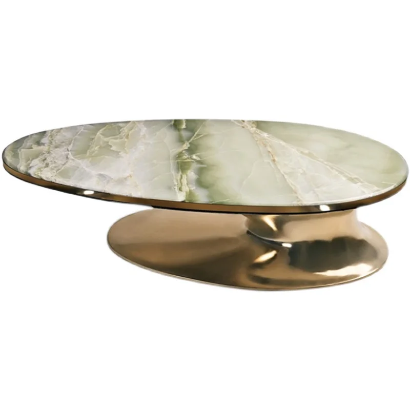 

Modern minimalist fiberglass marble coffee table, hotel reception negotiation oval table