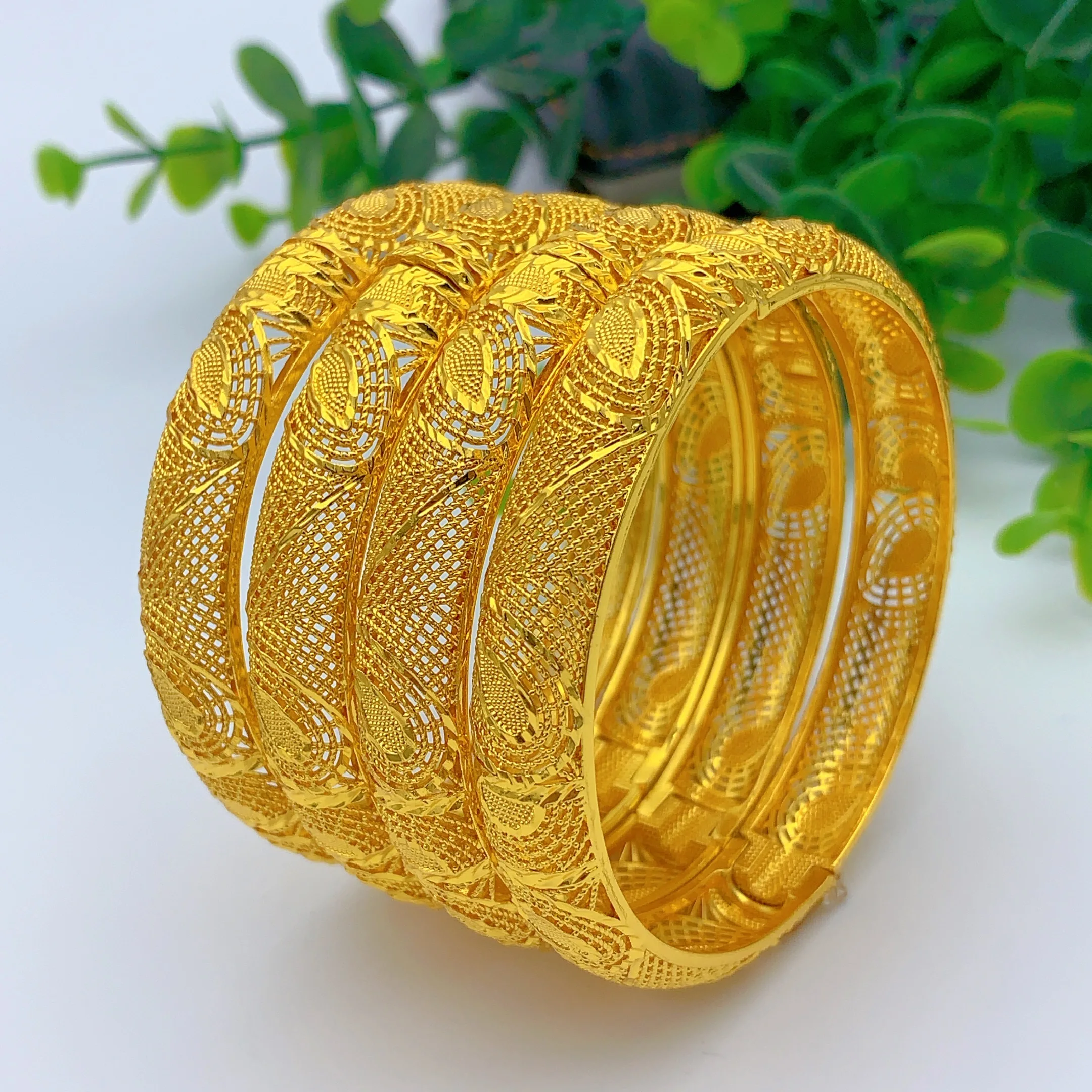 Dubai Charm vergoldete Armbänder für Frauen, indischer, afrikanischer, äthiopischer, arabischer Handschmuck, Hochzeitsgeschenke