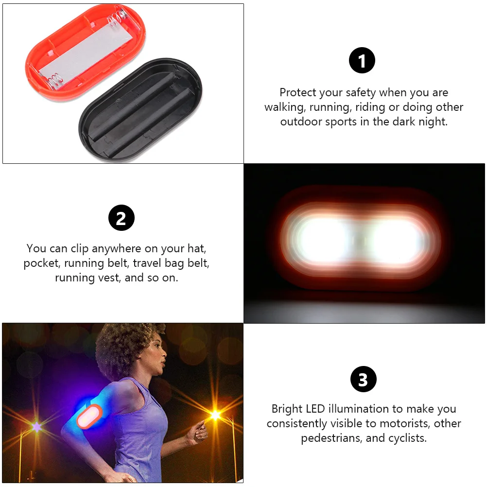

2Pcs Waterproof LED Clip Lights Night Running Safety Lamps Bright LEDs Outdoor Sports Jogging Biking Visible Camp Hike