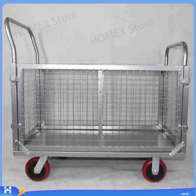 Custom Fixed Fence Net Cart Heavy Duty Warehouse Workshop Cargo Handling Trolley Express Logistics Truck Wear Resistant