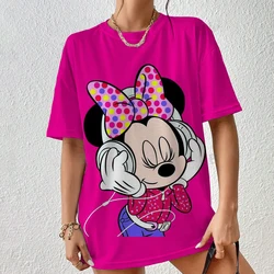 Cute Women's Mickey Mouse Printed T-shirt Summer Men Shirt Fashion Ladies Blouses 2024 Cartoon Minnie Female Tops Kawaii Clothes