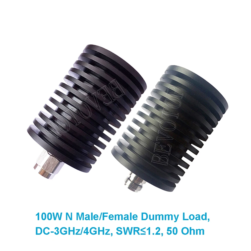 100W N Male / Female RF Coaxial Connector Jack Termination Dummy Load 3GHz/4GHz 50ohm Nickel Plated for RF Accessories