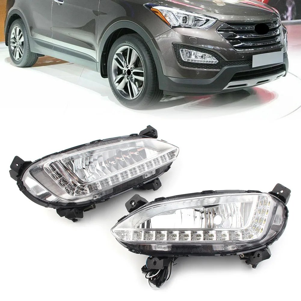 1Pcs Car Front Bumper LED DRL For Hyundai Santa Fe / IX45 2013 2014 2015 Left/Right Daytime Running Lights Lamp