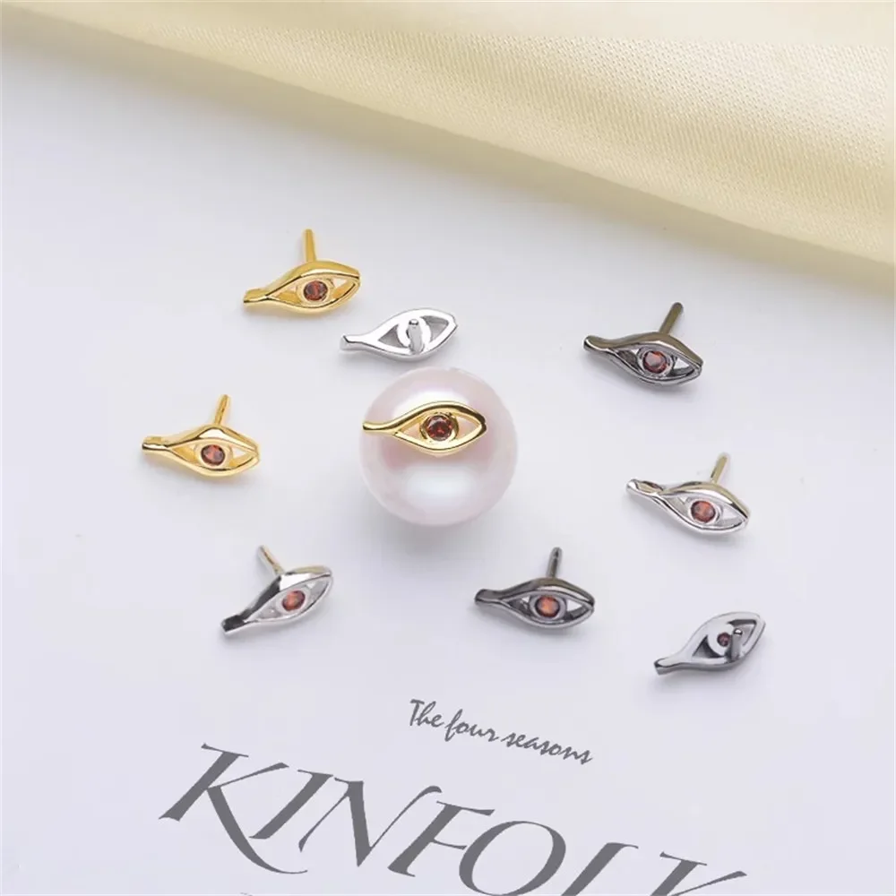 

DIY Pearl Accessories S925 Sterling Silver Empty Tray A Piao Series T-shaped Plug Eye Baroque Accessories Z022