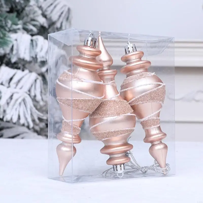 

Набор из 2 праздничных остроконечных пластиковых украшений, ручная роспись елочных украшений X3UC