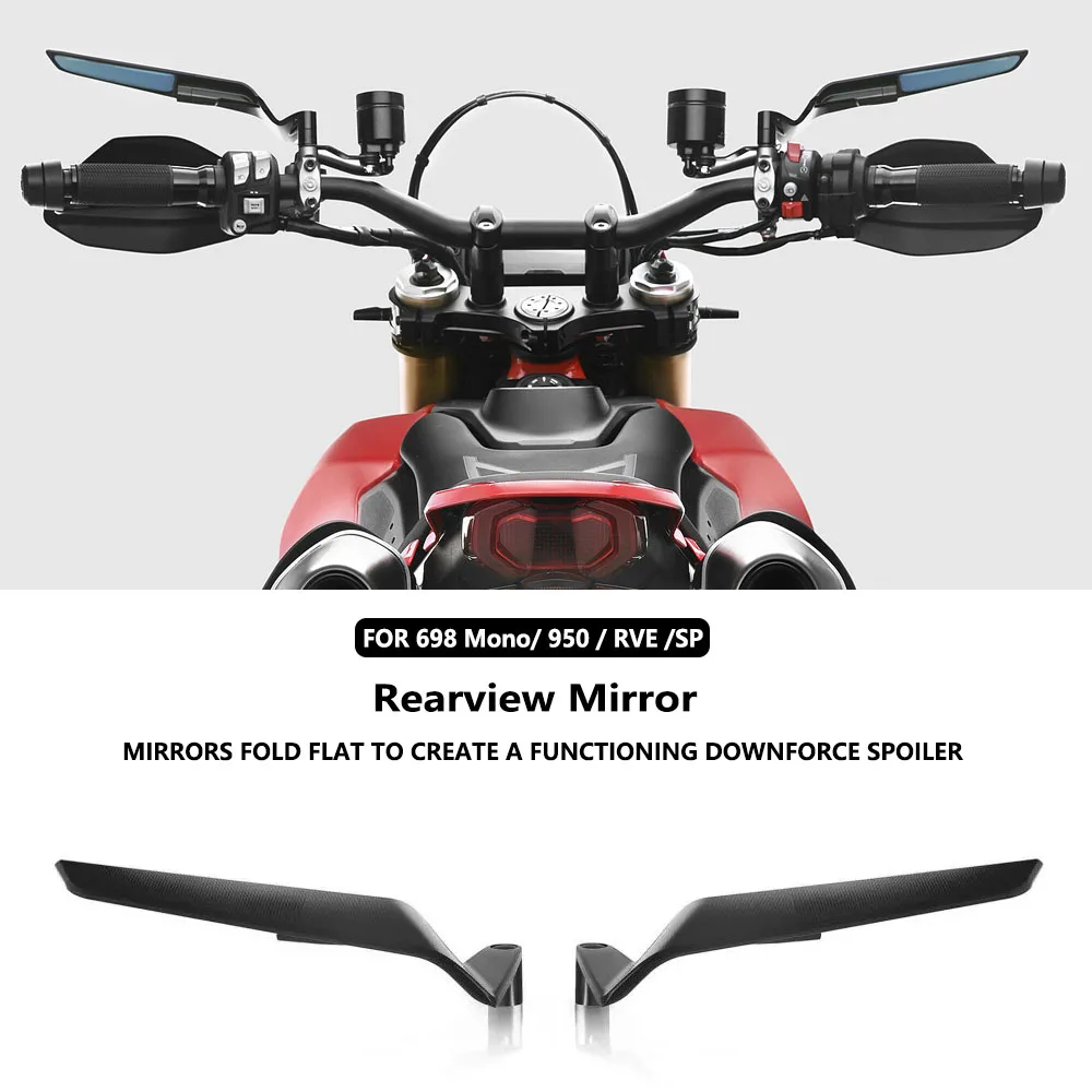 

Подходит для Ducati Hypermotard 950 SP 950 RVE 698 Mono 2019-2026. Новый комплект боковых зеркал заднего вида для мотоцикла с регулируемыми накладками.