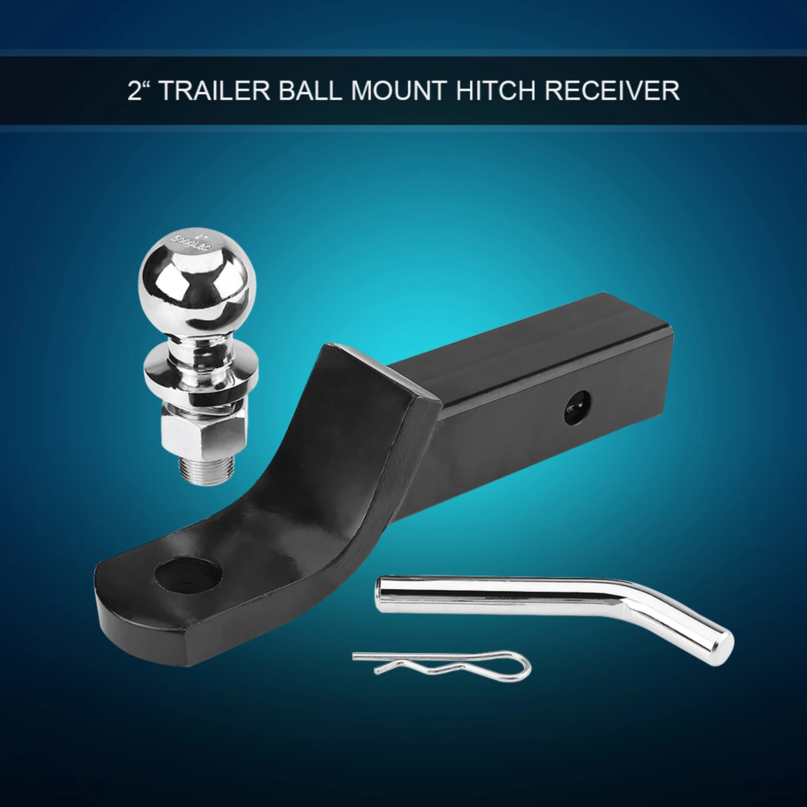2inch/50mm Trailer Ball Mount Tongue Hitch Receiver Steel for Towing Towbar Caravan Truck Accessories