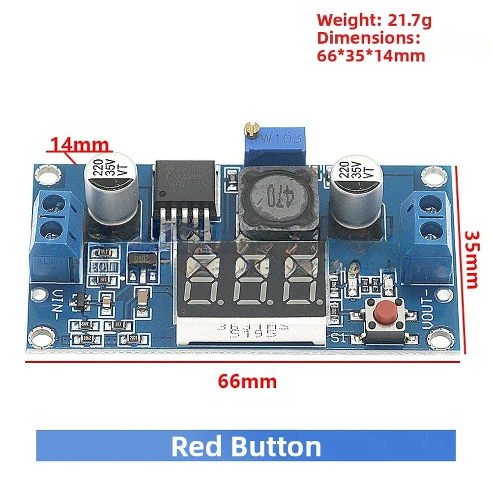 5pcs Adjustable 2596S Converter Reduced Voltage Regulator Power Digital Voltage Display Step-down-Boost Voltage Module