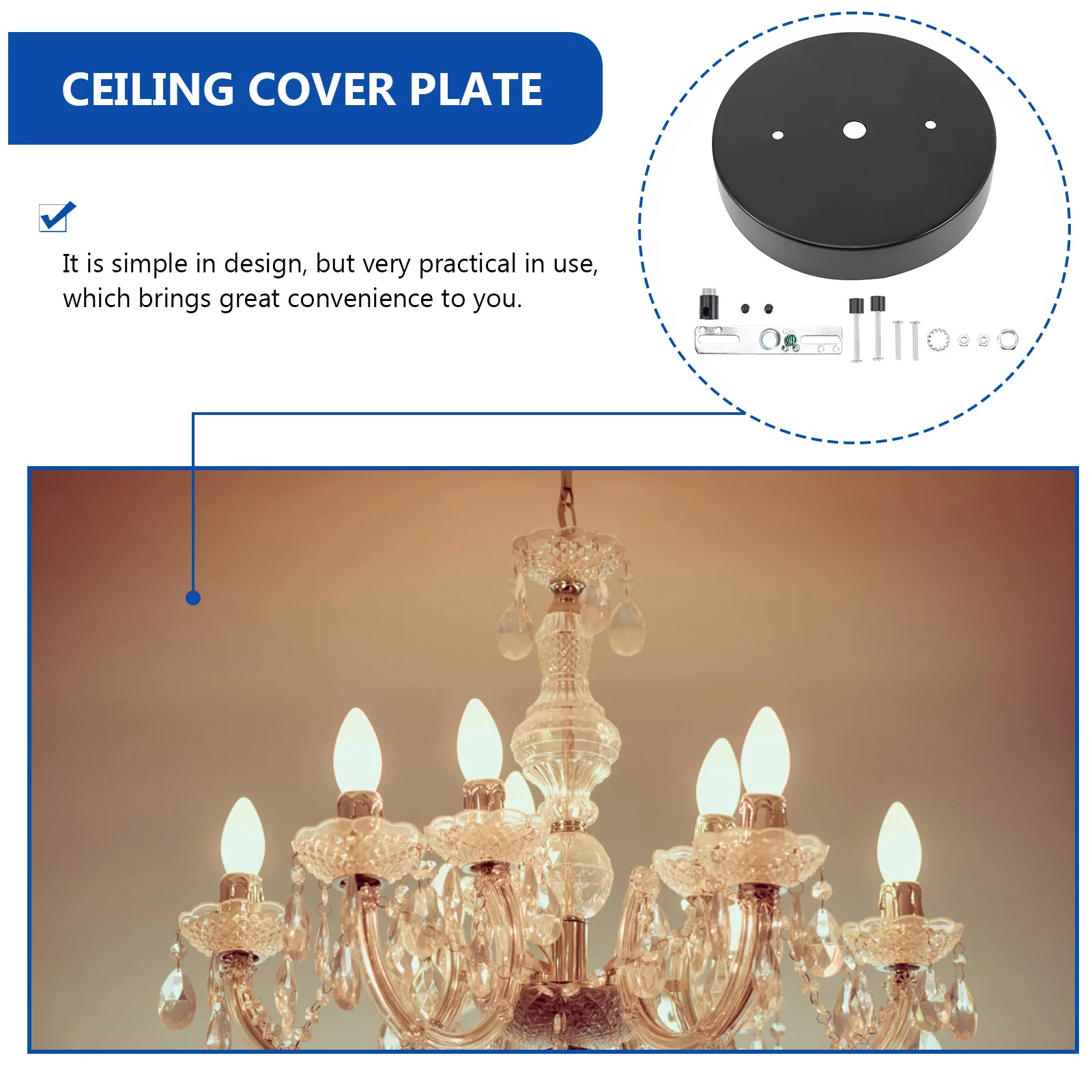 

1 set 1 Set Metal Ceiling Cover Plate Canopy Light Fixture Mounting Bracket Chandelier Accessories Hanging Pendant Lights Sturdy