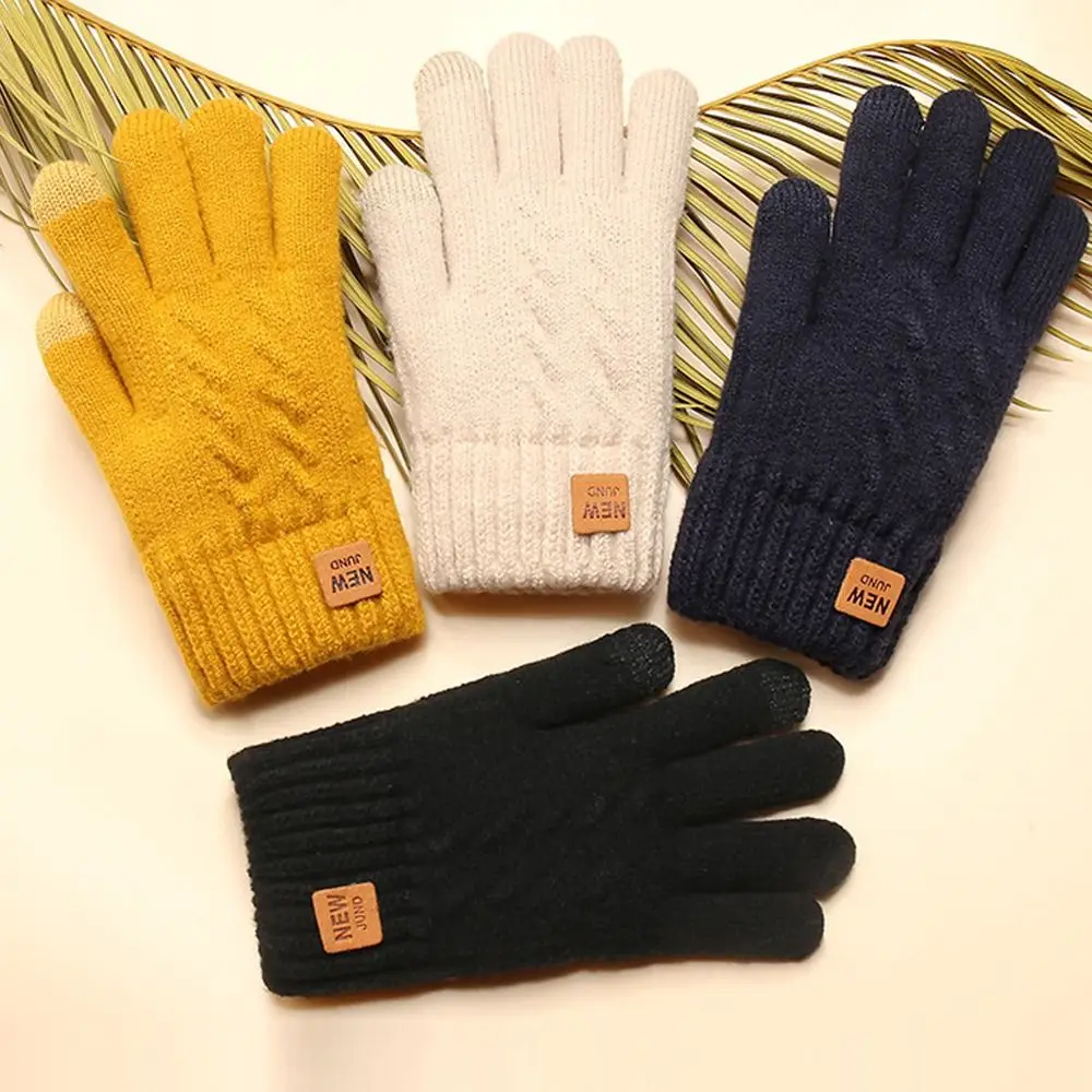 Mode Verdickte Gestrickte Handschuhe Warm Kalt Beweis Touchscreen Handschuhe Winddicht Doppel Schicht Fahren Handschuhe Frauen Männer