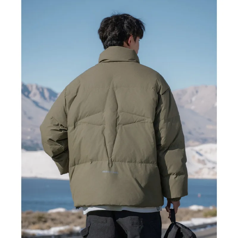 

3D Quilted Water Repellent Cotton Down Coat Men Women Winter New Reflective Letter Print Fashion Couple's Puffer Jacket AU-243