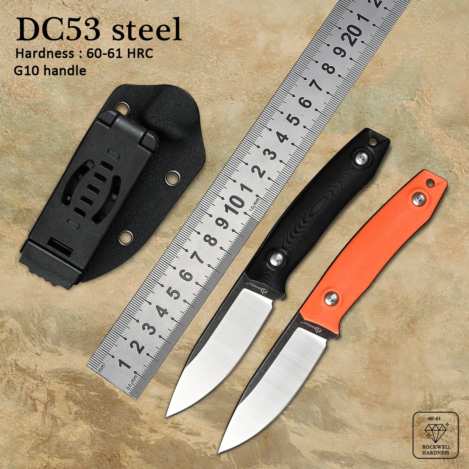 

DC53 Steel Camping Utility EDC Ручной инструмент Ножи Открытый нож для выживания с фиксированным лезвием Маленький