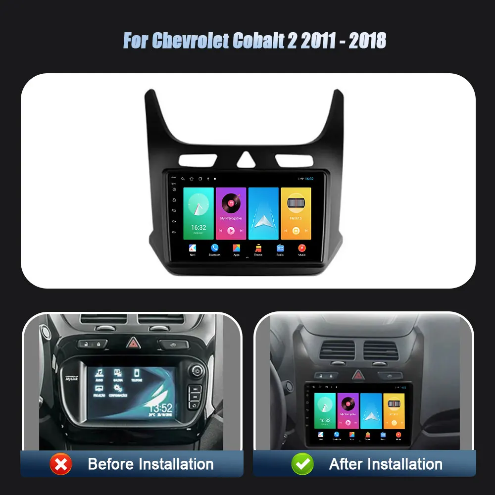 Wireless Carplay Stereo Car Radio Multimedia Navigation Player Head Unit WIFI 4G Android 14 For Chevrolet Cobalt 2 2011-2018