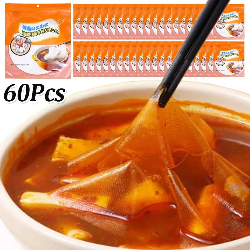 30/60Pcs Disposable Soup Oil Absorbing Paper Food Soup Blotting Oil Health Filter Paper Food Grade Kitchen Gadgets Accessories