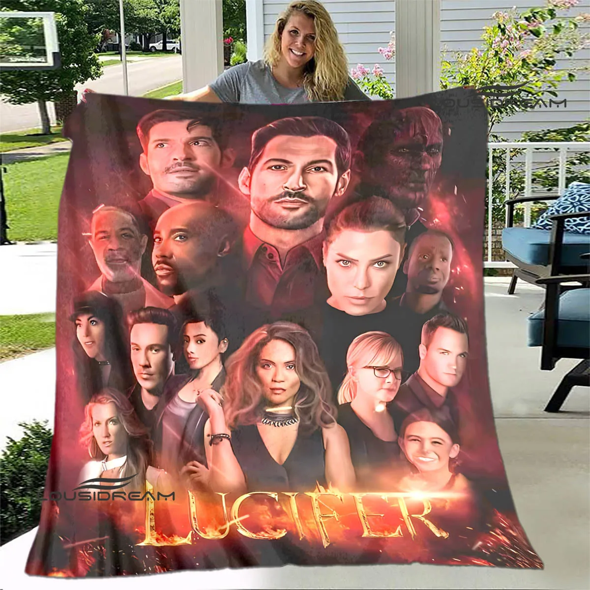 

Lucifer movie printed blankets flannel Warm blanket soft and comfortable home travel blanket picnic blanket birthday gift