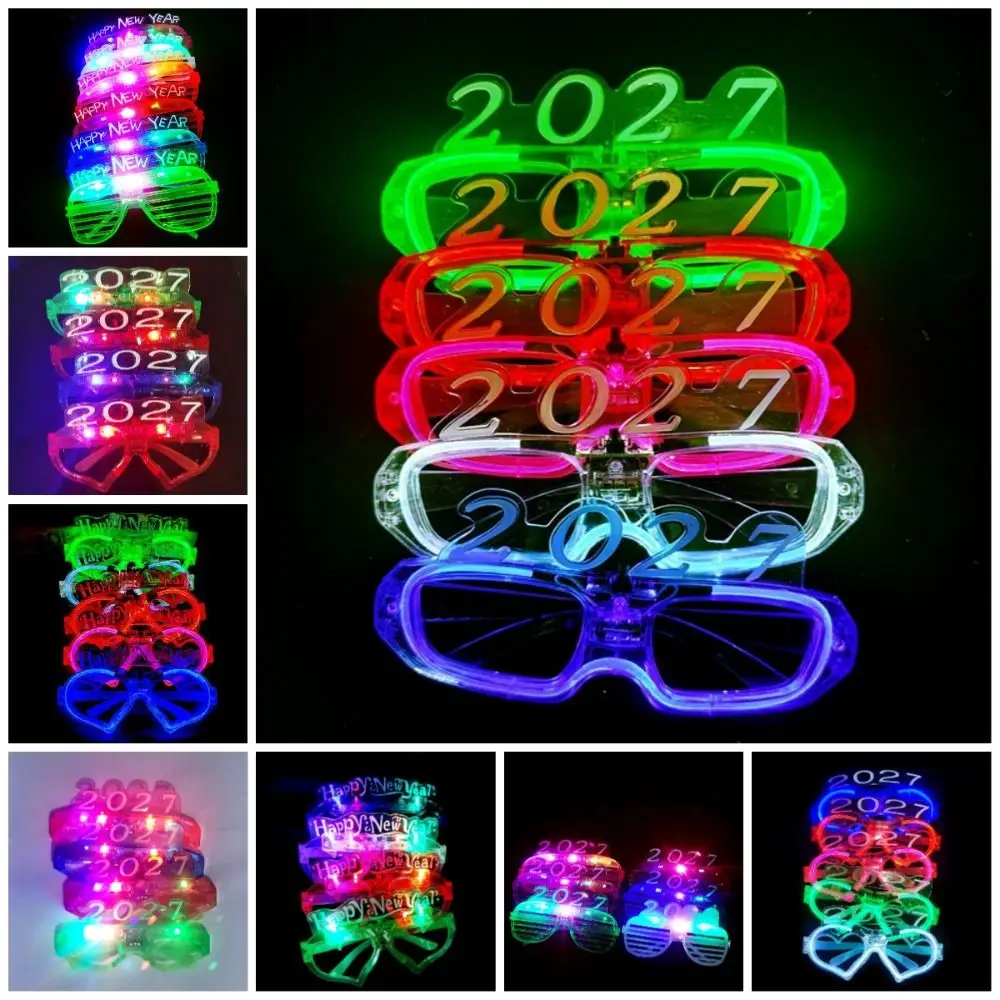 Funny New Year Glow Glasses Number Heart Shape Light Up Glasses Lightweight Cool New Year Party Glasses Rave Nightclub