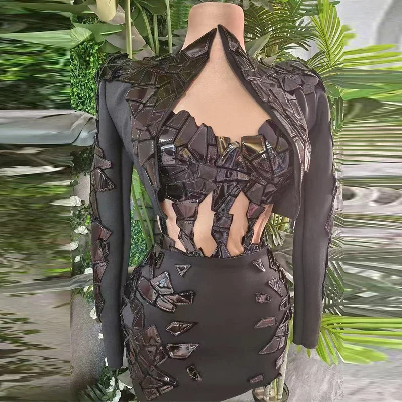 Pólo dança espelhos traje colorido lantejoulas vestidos de festa feminino palco noite roupa bar boate ds dj gogo wear