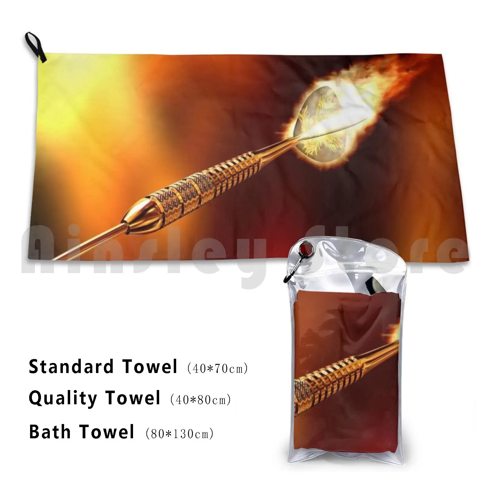 Flaming Dart Custom Towel Bath Towel Fire Wildfire Disaster Hazard Flame Fireball Blaze Bonfire Inferno