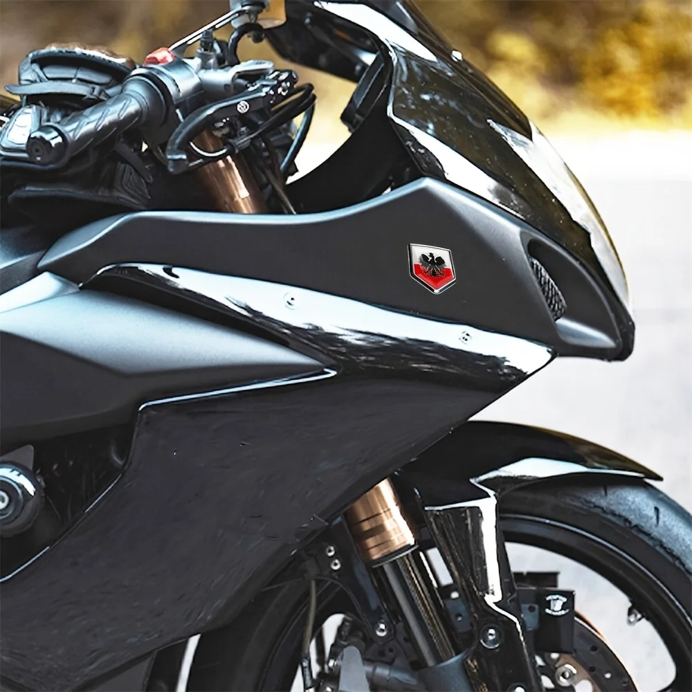 Polska Polski Flaga Polski Emblemat Tarcza Kształt Samochód motocykl Chromowana Naklejka Czarny Orzeł Emblematy Samochodowe — zdjęcie 4