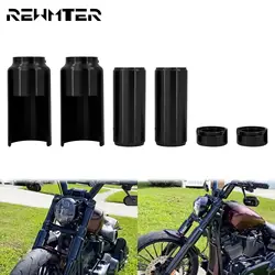 Motorcycle Gloss Black Front Upper Lower Fork Cover Kit Tube Cap Protection Set For Harley Softail Breakout FXBR FXBRS 2018-2022