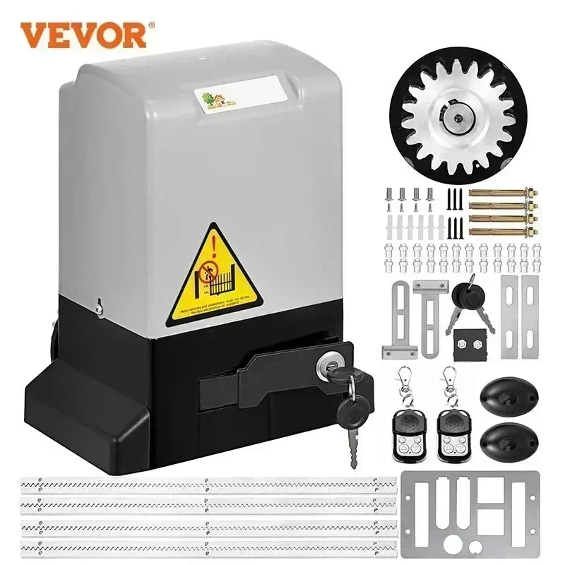 Kit de abridor de puerta corredera automático de 600KG, puerta eléctrica de 2 llaves con estantes de 4m, puerta corredera de operador de 220V, puerta corredera eléctrica de 280W