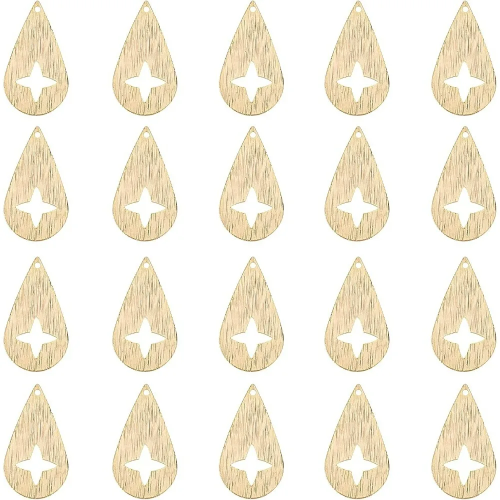 

20 Pcs Blank Stamping Tag Pendants Brass Drawbench Teardrop Pendants Beads with Hole for Bracelet Necklace