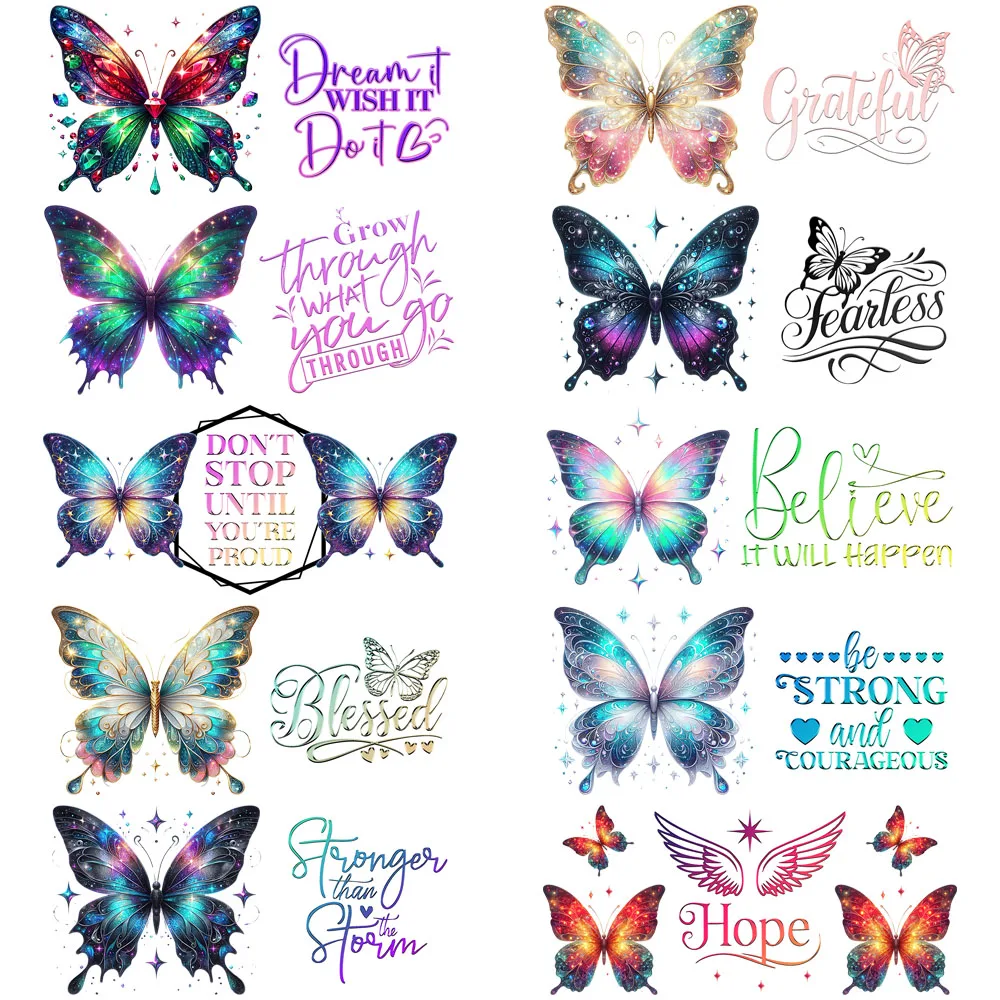 

30 Style Beautiful Butterfly Quotes Artwork UV Party DIY Decals transfers uvdtf seal 16oz uv dtf cup wraps