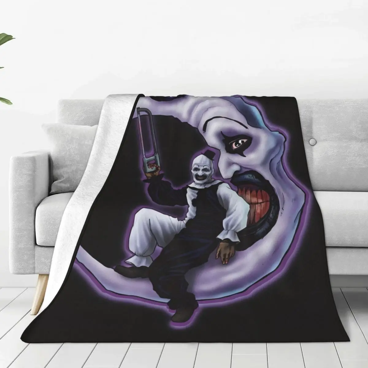 Custom Ultra-Soft Fleece T-Terrifiers Horror Movie Throw Blanket Warm Flannel Blankets for Bedding Home Couch Bedspreads