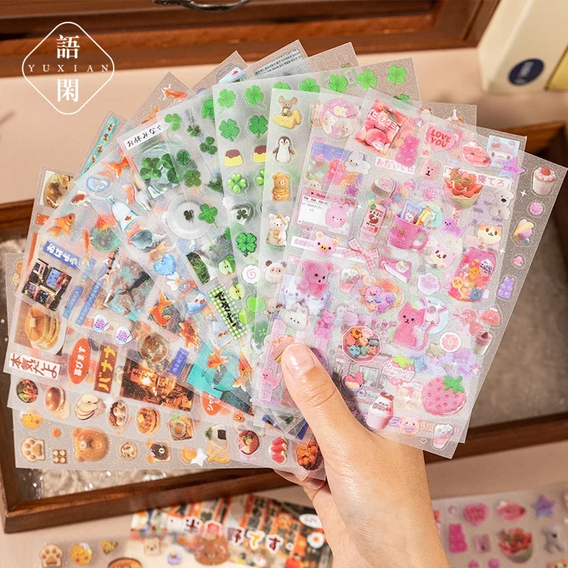 MINKYS New 6pcs/Pack Retro Decorative Stickers Set for Scrapbooking Kawaii Journal Sticker Stationery