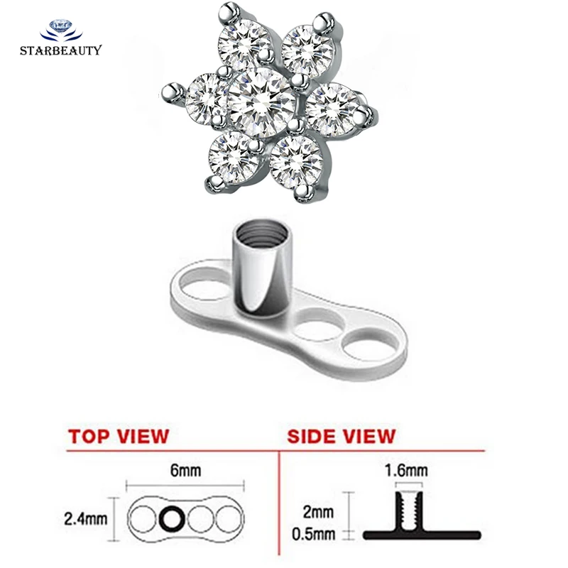 Flower Micro Dermal Anchor Skin Piercing Jewelry Surgical Titanium Surface Piercing Sex Body Jewelry Retainers Hide it Jewelry