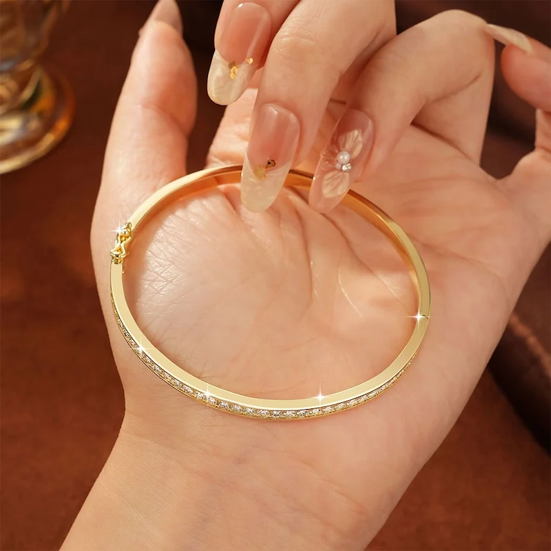 Rrjzz Exquisites einreihiges 2,3 mm D-Farbe Moissanit-Armband mit Kanalset, 58 mm Innendurchmesser, Armreif für Damen, Schmuckgeschenke – Detail 5