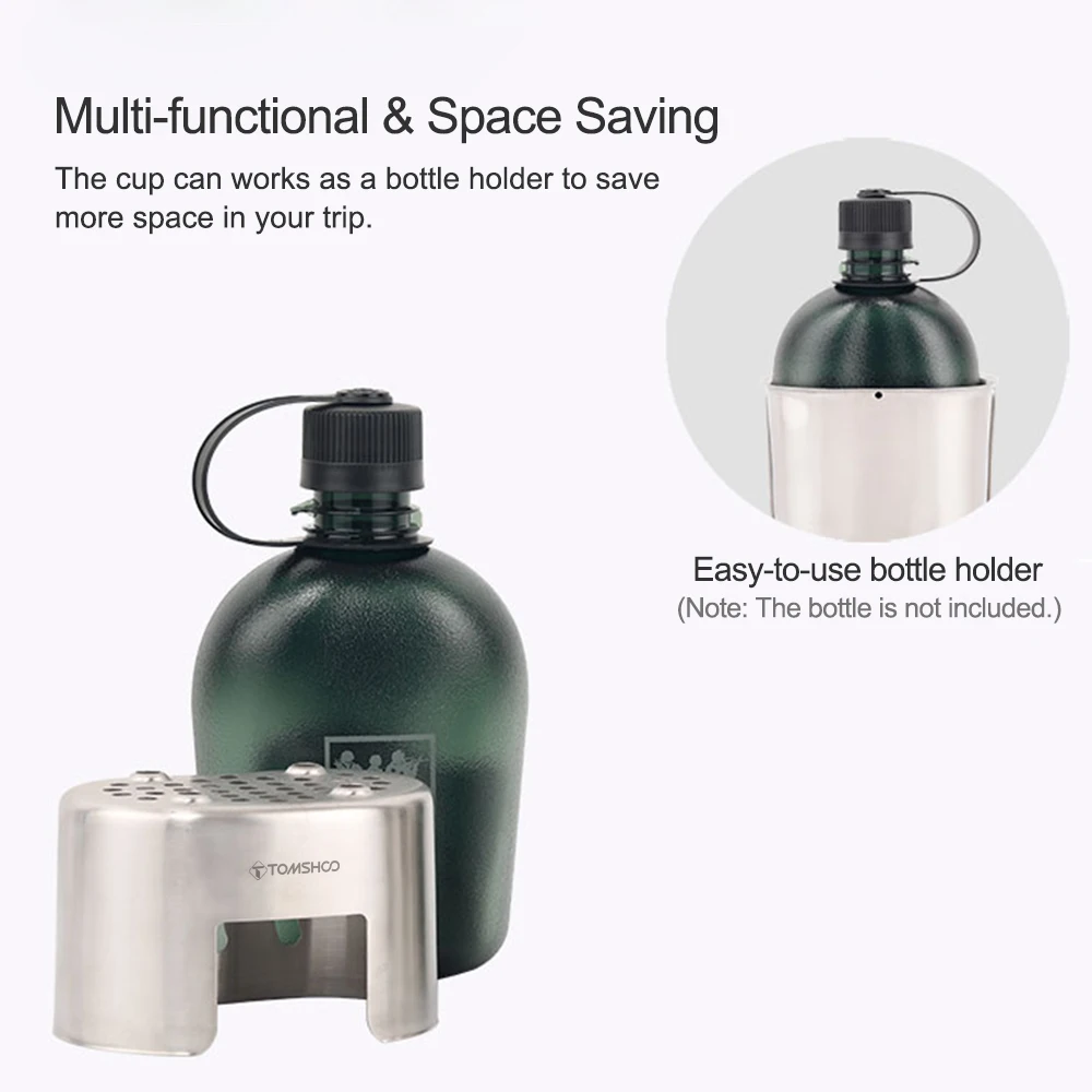 

Camping Cookware Stainless Steel Canteen Cup Hanging Pot with Wood Stove Set For Outdoor Survival Backpacking Hiking Picnic